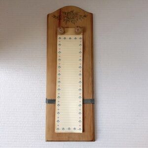 Vintage Wooden Wall Mount Notepad Holder - Country Kitchen Grocery List 80s/90s